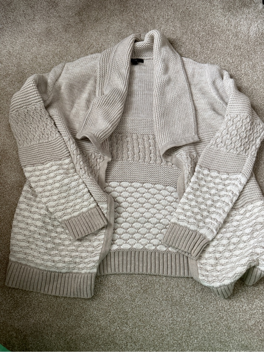 GAP Factory Cream Textured Knit Open Cardigan